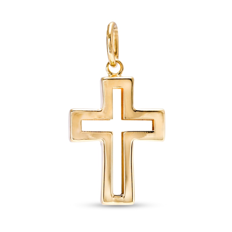 Cross Outline Necklace Charm in 10K Gold