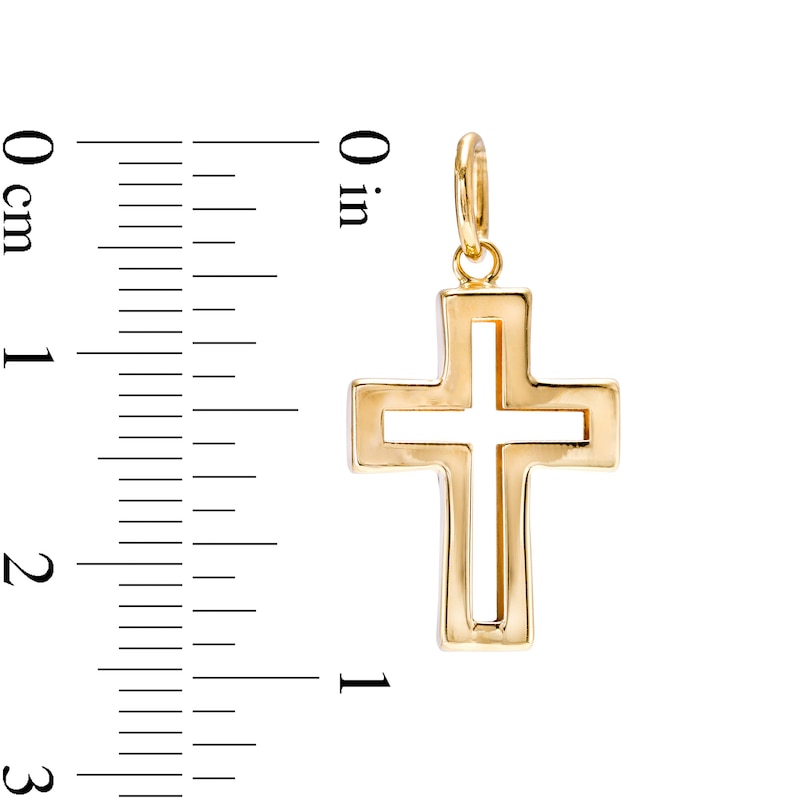 Cross Outline Necklace Charm in 10K Gold