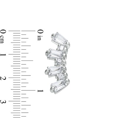 018 Gauge Crystal Seven Stone Crawler Cartilage Barbell in Stainless Steel