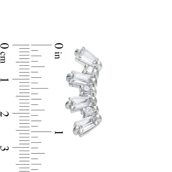 018 Gauge Crystal Seven Stone Crawler Cartilage Barbell in Stainless Steel