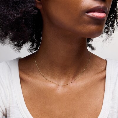 10K Gold Saturn Bead Chain - 16"