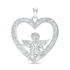 Thumbnail Image 0 of Cubic Zirconia Cupid Heart Necklace Charm in Solid and Hollow Sterling Silver