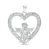 Thumbnail Image 0 of Cubic Zirconia Cupid Heart Necklace Charm in Solid and Hollow Sterling Silver