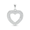 Thumbnail Image 0 of Cubic Zirconia Puffed Heart Outline Necklace Charm in Hollow Sterling Silver