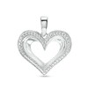 Diamond Accent Heart Outline Necklace Charm in Sterling Silver