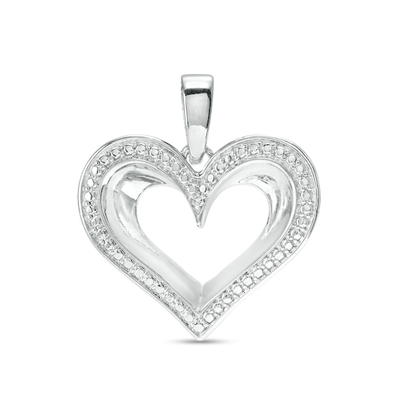 Diamond Accent Heart Outline Necklace Charm in Sterling Silver