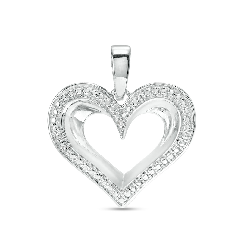 Diamond Accent Heart Outline Necklace Charm in Sterling Silver