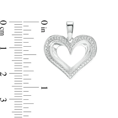 Diamond Accent Heart Outline Necklace Charm in Sterling Silver
