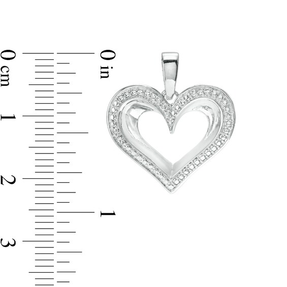 Diamond Accent Heart Outline Necklace Charm in Sterling Silver