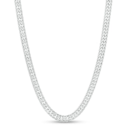 Made in Italy 4mm Pavé Double Curb Chain Necklace in Solid Sterling Silver - 18&quot;