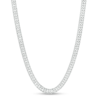 Made in Italy 4mm Pavé Double Curb Chain Necklace in Solid Sterling Silver - 18"