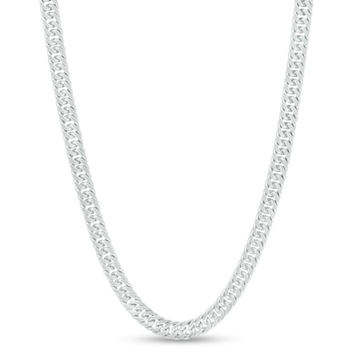 Made in Italy 4mm Pavé Double Curb Chain Necklace in Solid Sterling Silver - 18"