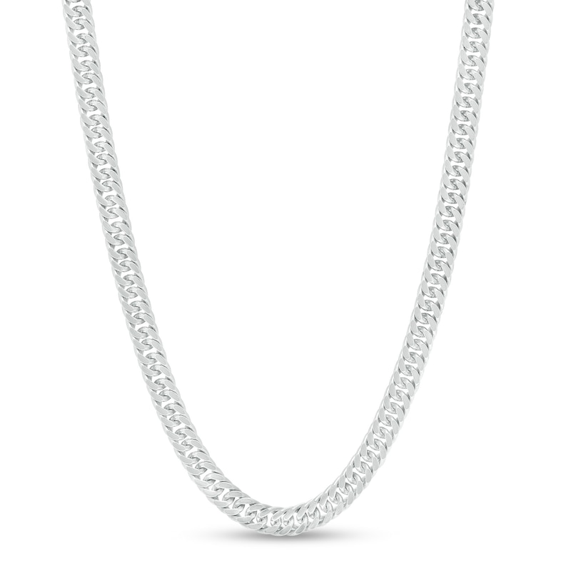 Made in Italy 4mm Pavé Double Curb Chain Necklace in Solid Sterling Silver - 18"