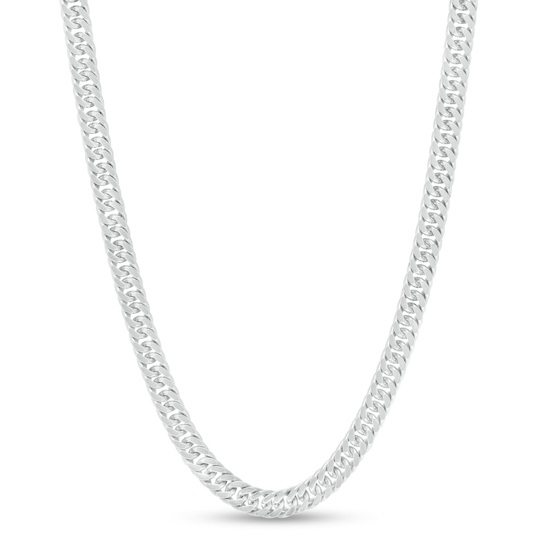 Made in Italy 4mm Pavé Double Curb Chain Necklace in Solid Sterling Silver - 18"