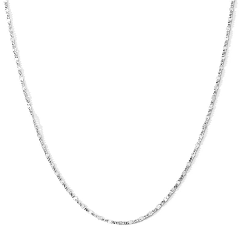 Sterling Silver Curb Station Chain Made in Italy - 18"