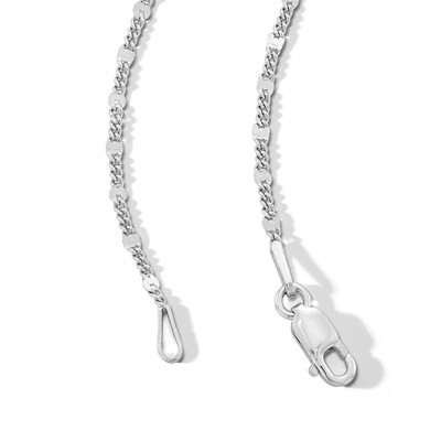 Sterling Silver Curb Station Chain Made in Italy - 18"