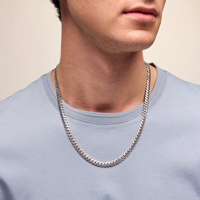 Sterling Silver Pavé Miami Curb Chain Made in Italy - 22"