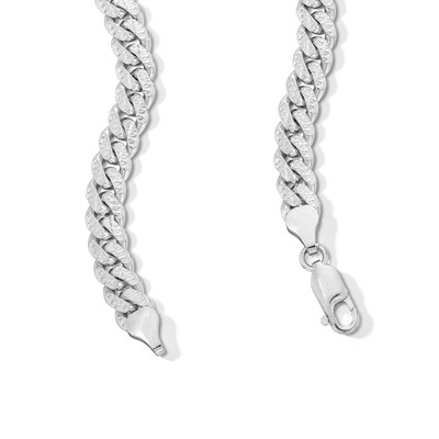 Sterling Silver Pavé Miami Curb Chain Made in Italy - 22"
