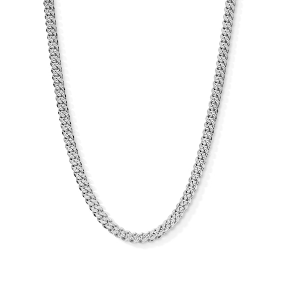 Made in Italy 4.9mm Diamond-Cut Cuban Chain Necklace in Solid Sterlling Silver - 18"