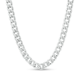 Made in Italy 8.5mm Oval Curb Chain Necklace in Hollow Sterling Silver - 18&quot;