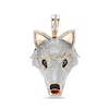 Thumbnail Image 1 of 1/5 CT. T.W. Diamond Red and Black Ceramic Wolf Head Necklace Charm in Sterling Silver with 14K Gold Plate