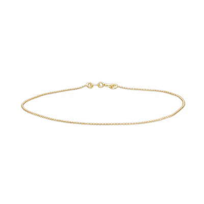 Made in Italy .8mm Beaded Chain Anklet in 10K Solid Gold - 9"