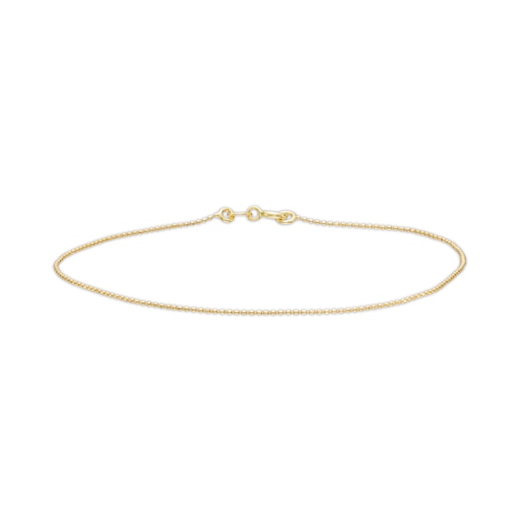 Made in Italy .8mm Beaded Chain Anklet in 10K Solid Gold - 9"