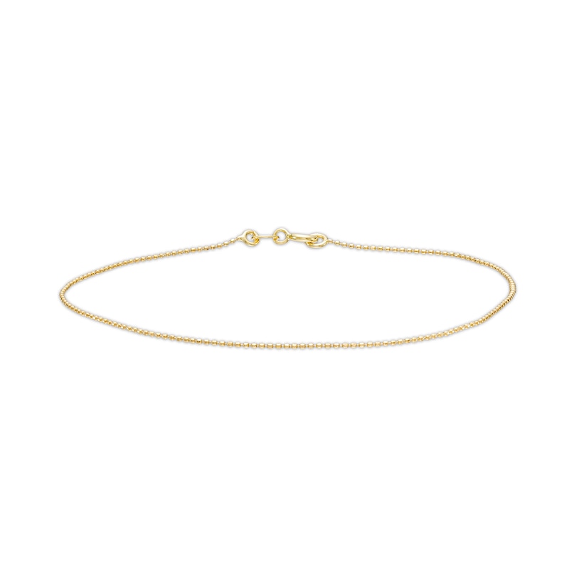 Made in Italy .8mm Beaded Chain Anklet in 10K Solid Gold - 9"