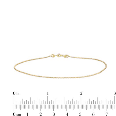 Made in Italy .8mm Beaded Chain Anklet in 10K Solid Gold - 9"