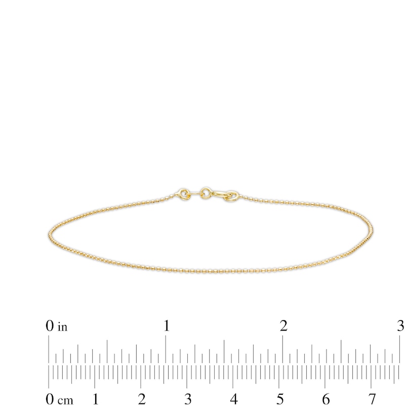 Main Image 2 of Made in Italy .8mm Beaded Chain Anklet in 10K Solid Gold - 9"