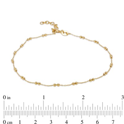 Made in Italy Fancy Anklet with Beads in 10K Hollow Gold - 9" + 1"
