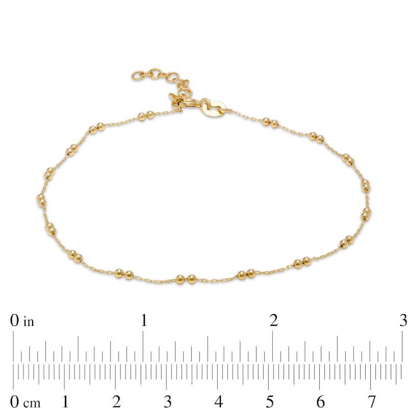 Main Image 2 of Made in Italy Fancy Anklet with Beads in 10K Hollow Gold - 9" + 1"