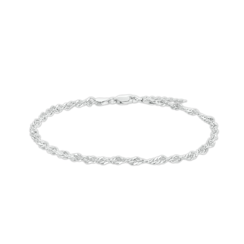 Made in Italy 3.4mm Singapore Chain Anklet in Solid Sterling Silver - 9" + 1"