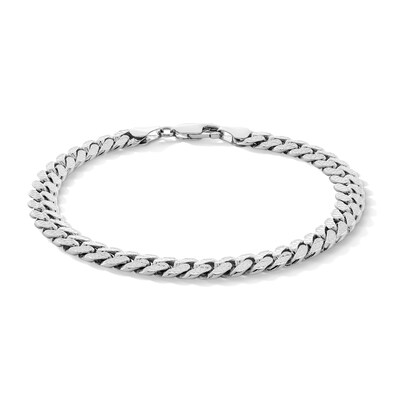 Made in Italy Pavé Miami Curb Chain Bracelet in Solid Sterling Silver - 8.5"