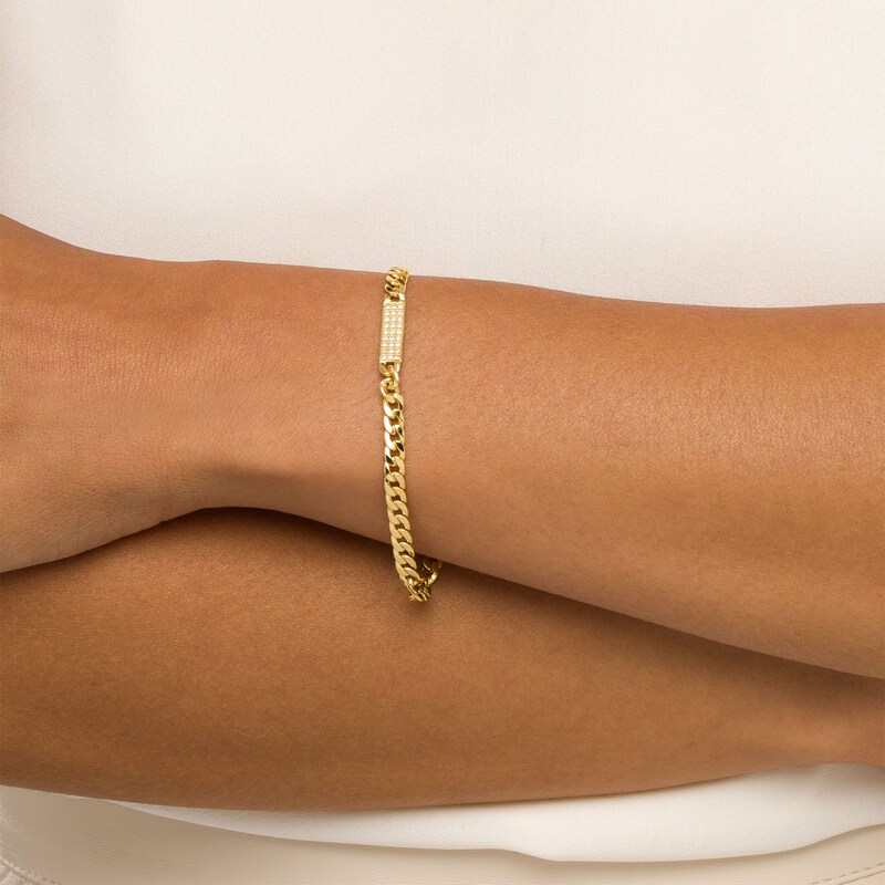 Main Image 2 of Made in Italy 4.6mm Curb Chain Bracelet in 10K Hollow Gold- 7.5" + 1"