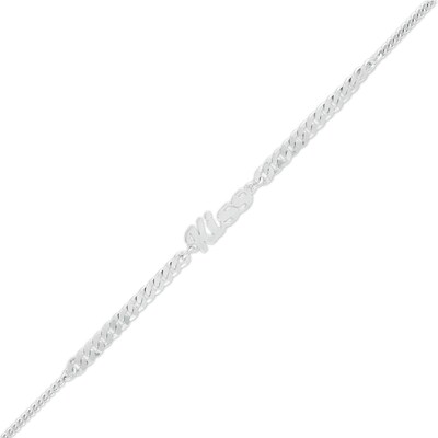 Made in Italy Kiss Curb Chain Bracelet in Solid Sterling Silver - 7" + 1"