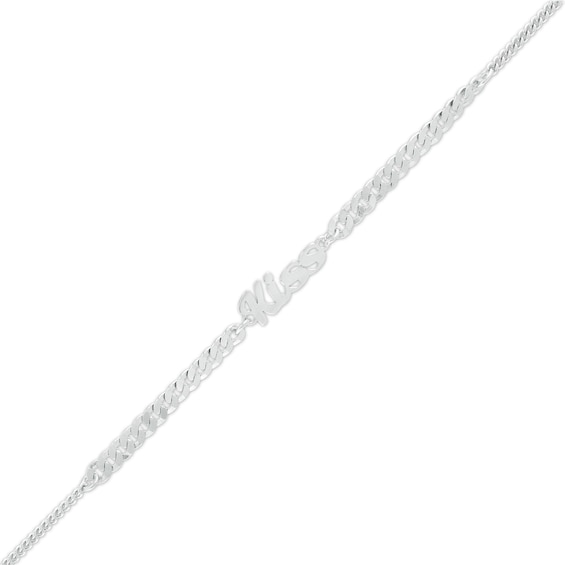 Made in Italy Kiss Curb Chain Bracelet in Solid Sterling Silver - 7" + 1"