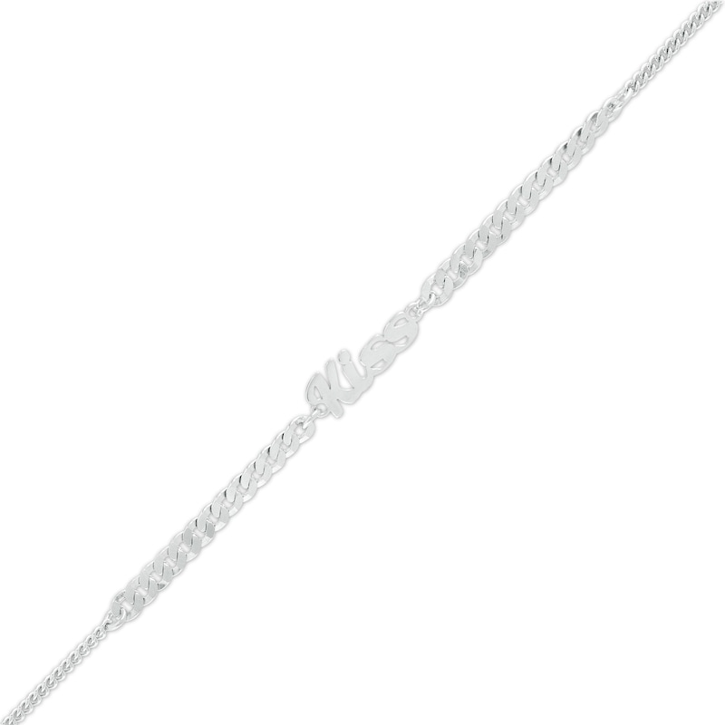 Made in Italy Kiss Curb Chain Bracelet in Solid Sterling Silver - 7" + 1"