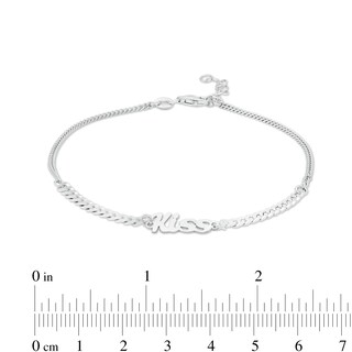 Made in Italy Kiss Curb Chain Bracelet in Solid Sterling Silver - 7" + 1"