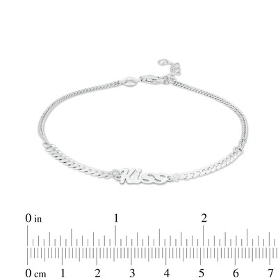Made in Italy Kiss Curb Chain Bracelet in Solid Sterling Silver - 7" + 1"