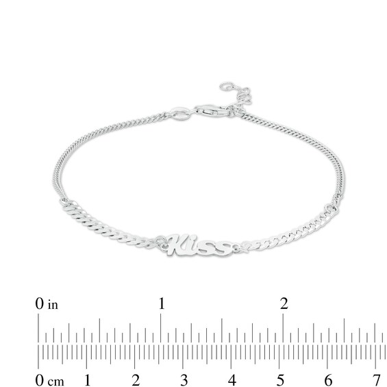 Made in Italy Kiss Curb Chain Bracelet in Solid Sterling Silver - 7" + 1"