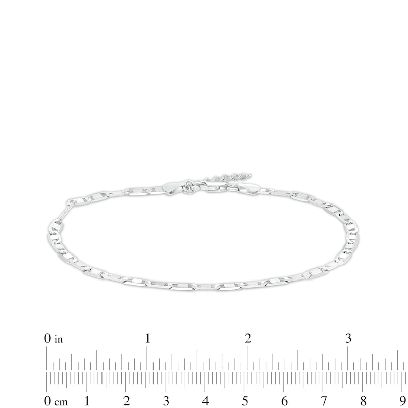Made in Italy 3.5mm Polished Valentino Chain Anklet in Solid Sterling Silver - 9" + 1"