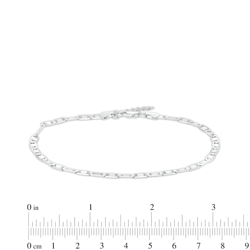 Main Image 2 of Made in Italy 3.5mm Polished Valentino Chain Anklet in Solid Sterling Silver - 9" + 1"