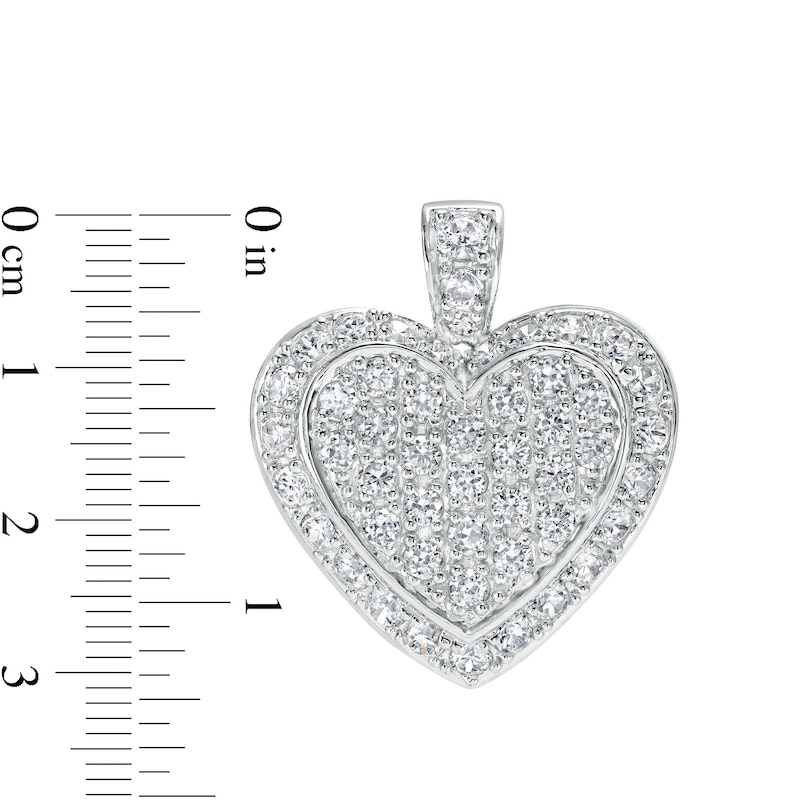 Main Image 2 of Cubic Zirconia Frame Heart Cluster Necklace Charm in Hollow Sterling Silver