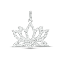 Cubic Zirconia Lotus Charm in Solid Sterling Silver