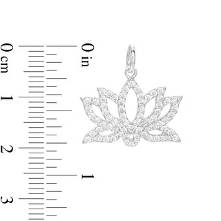 Cubic Zirconia Lotus Charm in Solid Sterling Silver