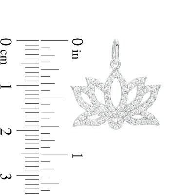 Cubic Zirconia Lotus Charm in Solid Sterling Silver