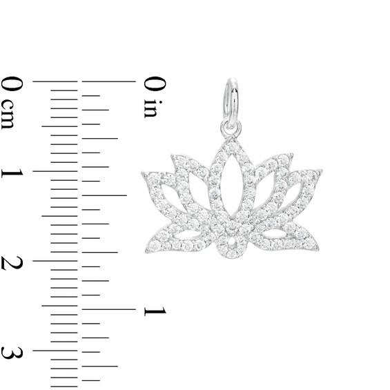 Cubic Zirconia Lotus Charm in Solid Sterling Silver