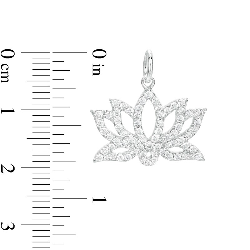 Main Image 2 of Cubic Zirconia Lotus Charm in Solid Sterling Silver