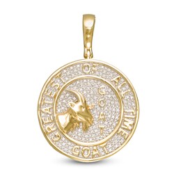 1/8 CT. T.W. Diamond Goat Medallion Necklace Charm in Sterling Silver with 14K Gold Plate